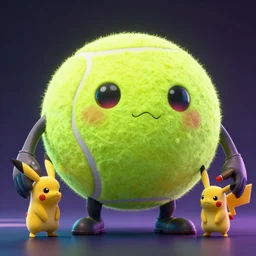 high quality 3 d render cyberpunk very tennis ball monster highly detailed, unreal engine cinematic smooth, in the style of blade runner & detective pikachu, basil gogos, chalk, low angle, uhd 8 k, sharp focus, illustrated by basil gogos