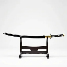 sleek katana, commercial catalog photo, isolated on a pure white background, centered, entire object in frame, sharp focus, soft studio lighting
