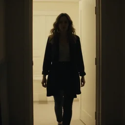 woman leaving, cinematic lighting, establishing shot, art by jordan grimmer