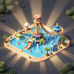 waterpark world; happy vibes; axonometric
