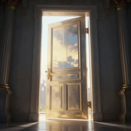 the door to heaven, artstation, volumetric light, high detail, reflections, perfect, concept art, hdr, 4 k