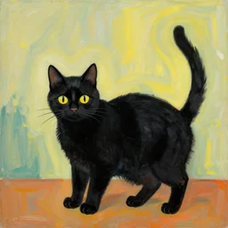 a black cat in the style of leonid afremov