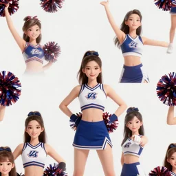 pattern of anthropomorphic cheerleading girls accompanying artificial intelligence