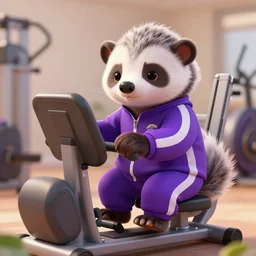 epic professional digital art of a cute and adorable anthropomorphic anteater in a purple track suit using an exercise machine,, best on artstation, cgsociety, wlop, Behance, pixiv, astonishing, impressive, outstanding, epic, cinematic, stunning, gorgeous, much detail, much wow,, masterpiece.