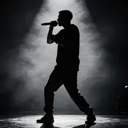 silhouette of rapper performing, realistic, 4k