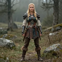 full body photograph of a real-life female steampunk viking,  Extremely detailed. 8k