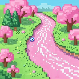 “A pink river, by pixel game”