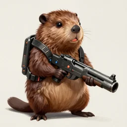 a portrait of an anthropomorphic cyberpunk beaver holding a chaingun, cyberpunk!, fantasy, elegant, digital painting, artstation, concept art, matte, sharp focus, illustration, art by josan gonzalez
