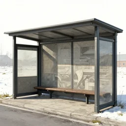 concept art of a bus stop with walls for the far north in style of marc simonetti, intricate, highly detailed - n 4