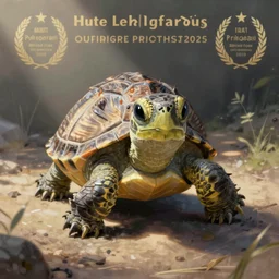 mini turtle looking at camera, digital painting