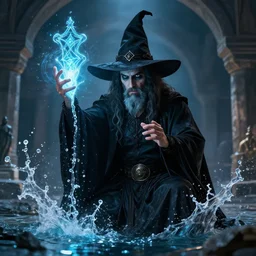 witch casting a water spell, ismail inceoglu