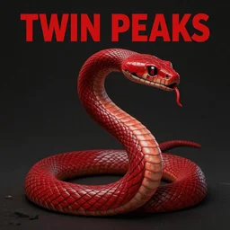 Twin Peaks movie poster artwork by Michael Whelan and Tomer Hanuka, Rendering of a crimson colored snake, from a scene from Twin Peaks, clean, full of detail, Matte painting, trending on artstation and unreal engine