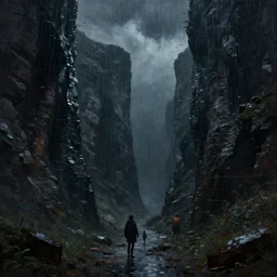 darkness descends in pixel canyon, glitch rain, surrealism!!!!! hyper - detailed 3 d render like an oil painting, surreal concept art, lifelike, photorealistic, digital painting, smooth, sharp focus, artstation hd, by greg rutkowski, tyler edlin, valentina remenar and asher duran,