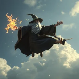 a wizard is trying to fly. unreal engine, octane render, illustration by edward gorey