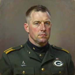 facial portrait of green bay packers dictator, military uniform, 1 8 3 4, oil on canvas by william sidney mount, oil on canvas, octane render