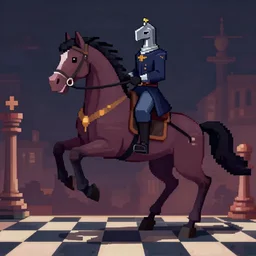 chess knight as the headless horseman, trending on art station, epic pixel art hans zatka and kazuma kujo!!!!!