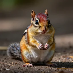a dlsr canon shot of a cute colorful furry chipmunk with fur painted in rainbow - colors full body, centralized, colored fur, vibrant colors, hdr, photorealistic, ultrareal, zeiss lens, depth of field, kolahon, rhads