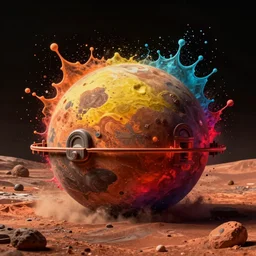 mars surface background by josan gonzalez splash art graphic design color splash high contrasting art, fantasy, highly detailed, art by greg rutkowski