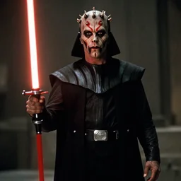 film still of jack nicholson as darth maul in the new star wars movie, 4 k