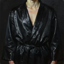 hyperrealism oil painting, close up fully clothes in black reflect robe man figure, no face, complete darkness, in style of classicism mixed with 8 0 s sci - fi hyperrealism
