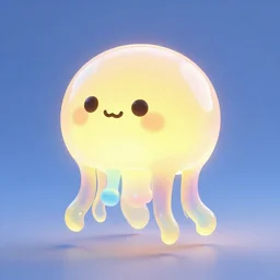 glowing jelly, smiling, cute, cartoon 3d render, profile picture