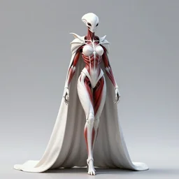 insect alien humanoid made of white chitin and red muscle, tall, thin, elegant, winged cape, ascended, godlike, benevolent, hive mind, beautiful, haunting, sci - fi, trending on artstation, unreal engine, hyper realistic