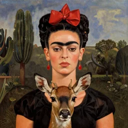 a deer with the face of a woman, by frida kahlo