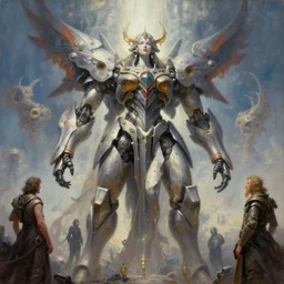 a giant goddess fractal architecture mecha, tim hildebrandt, wayne barlowe, bruce pennington, donato giancola, trending on artstation, cinematic composition, beautiful lighting, hyper detailed, 8 k, oil on canvas