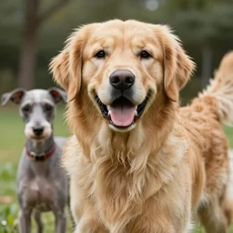 Hybrid of a Golden Retriever and Peterbald, beautiful, sharp focus, ultra detailed, hyper realistic, photo, 8K
