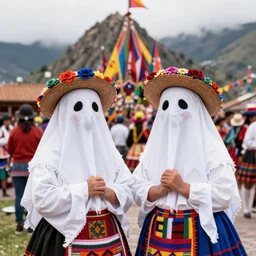 two ghost girls in peru during a festival by hisaji hara