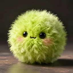 lightly lime colored cute puff ball with cute face