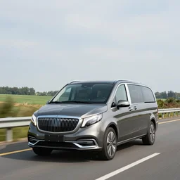 luxury minivan on a rural highway