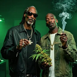 snoop dogg doctor strange, smoke weed, marijuana, marijuana leaves, green light, highly detailed, environmental light, cinematic by francis tneh
