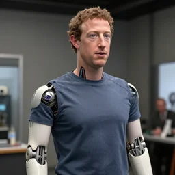 animatronic Mark Zuckerberg, BTS photo, Stan Winston studios, detailed, 4k