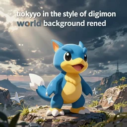 “ tokyo in the style of digimon world background render ”