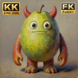 a fruit figurine monster, surrealist oil painting, very detailed, 8 k, artstation, cgsociety