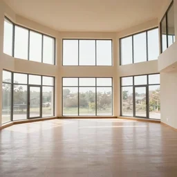 colour 3 5 mm, empty big penthouse interior, open floor, big windows,