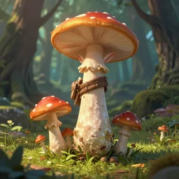 mushroom female elf in the forest digital art, 4k, artstation, studio lighting