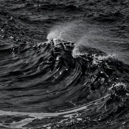 dark ocean, towering waves, black, grey - scale, highly turbulent, deep focus, no sky, elevation view,!!! hidden hands and faces!!!