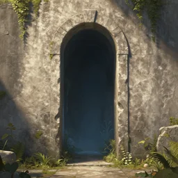 concept art, wall with a portal to another world, beautiful, artstation, centered
