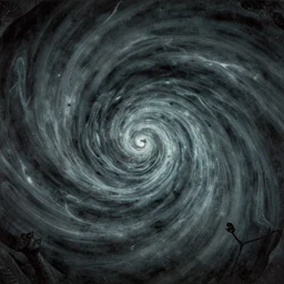 an eerie whirlpool, seen from above, in a cavematte painting, fantasy art, by greg rutkowski, by andreas achenbach,