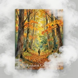 a a forest in autumn surrounded by white smoke by randolph caldecott. masterpiece. hq. centered. in - frame
