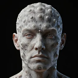 High detailed human portrait of Mandelbulb pattern. by Giger