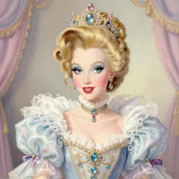 baroque rococo pastel queen Greg Hildebrandt Lisa Frank portrait