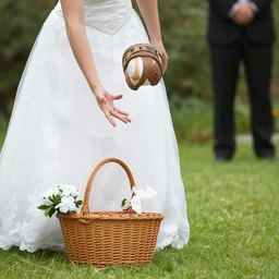 basket match at a wedding. woman in wedding dress hits the ball
