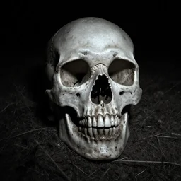 skull, night vision, noisy, grainy, low quality, trail cam