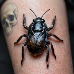 ' there are bugs in my skin, android jones, bugs, dark atmosphere, skull, morbid, detailed linework, malice, psychedelic, coherent, clean, artistic