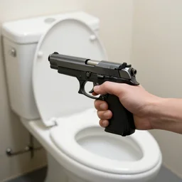 pistol in a toilet