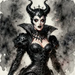a beautiful watercolor of hell's just a kiss away, black queen, in the style of delphin enjolras, intricate, ultrarealistic, cinematic, dynamic lighting, artstation, hyper realism.