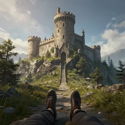 Сastle on the rock, first person POV, Unreal Engine, Greg Rutkowski, ArtStation №14